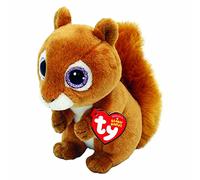 TY - Peluche - Beanie Babies - Scoiattolo - Squire - Marrone - Cucciolo con occhi viola glitter - Il peluche con gli occhi scintillanti - 15 Cm - 40196