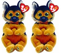 Ty - Peluche - Beanie Bellies - Cane Pastore tedesco - Ace - Marrone e nero - Occhi dorati grandi e glitter - I peluche morbidi e coccolosi - 20 Cm - 40544 (Confezione da 2)