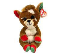 Ty - Peluche - Beanie Bellies Speciale Natale - Renna - Juno - Marrone - Pupazzo con morbido pancino e occhioni dorati glitter - I peluche morbidi e coccolosi - 20 Cm - 41040
