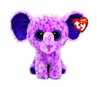 TY - Peluche - Beanie Boos - Elefante - Eva - Rosa e Viola - Occhi, orecchie e zampe color viola glitter - Il pupazzo con gli occhi grandi scintillanti - 15 Cm - 36386