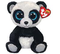 TY - Peluche - Beanie Boos - Panda - Bamboo - Bianco e Nero - Occhioni azzurri glitter - Orecchie e zampe argento glitter - Il peluche con gli occhi grandi scintillanti - 15 Cm - 36327
