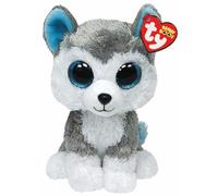 Ty Peluche Beanie Boos - Slush - Cane Husky - Grigio e Bianco - Occhi azzurri grandi e glitter - Il peluche con gli occhi grandi scintillanti - 15 Cm - 36006