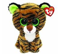 TY - Peluche - Beanie Boos - Tigre - Tiggy - Marrone tigrato - Occhi Verdi grandi e glitter - Il pupazzo con gli occhi grandi scintillanti - 15 Cm - 36387
