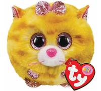 TY - Peluche - Puffies - Gatto - Tabitha - Arancione - Gattino con occhioni e Fiocchetto Rosa Glitter - Le Palline Beanie di Peluche morbide e coccolose - 10 Cm - 42507