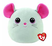 TY Squishy Beanies - Catnip il Topolino, Morbido Cuscino di Peluche con Occhioni Rosa Glitter, Idea Regalo per Grandi e Piccini, Tutti da Collezionare - 22 cm - T39224