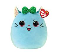 Ty Squishy Beanies - Kirra il Gattino Azzurro, Morbido Cuscino di Peluche con Fiocchetto Verde, Idea Regalo per Grandi e Piccini, Tutti da Collezionare - 22 cm - T39238