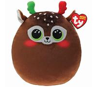 Ty Squishy Beanies Minx la Renna Natalizia, Morbido Cuscino di Peluche con Occhioni Verdi Glitter, Idea Regalo per Grandi e Piccini, Tutti da Collezionare 33 cm T39405