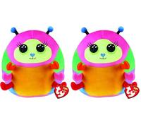Ty Squishy Beanies - Nessa il Bruco Multicolore, Morbido Cuscino di Peluche con Occhioni Verdi Glitter, Idea Regalo per Grandi e Piccini, Tutti da Collezionare - 22 cm - T39237 (Confezione da 2)