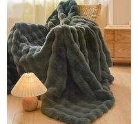 TY&WJ Accogliente Calda Pelliccia Sintetica Coperta,Spessa Coperta Soffice A Bolle Coperta Morbida Peluche Coperte da Letto Reversibile Coperta in Microfibra,Q,200x230cm(79x91)