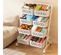 TY&WJ Carrello Portaoggetti Mobile Multi-Livello,Carrello Da Cucina Con Ruote E Cestini in Plastica Carrello Cucina Per Verdure, Frutta E Snack,A,60x47x119cm(24x19x47'')