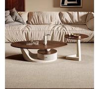 TY&WJ Legno Tavolino da caffè Impilabile,Stile metà Secolo Ovale Tavolino da tè Centrale Set di 2 con Tavolino Laterale con Struttura in Metallo per Soggiorno,A,100cm(39")+45cm(18")