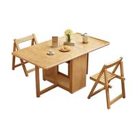 TY&WJ Mesa Plegable De Comedor Rectangular De Madera,Mesa De Hoja Abatible Móvil con Ruedas Mesa Auxiliar De Cocina para Ahorrar Espacio En Apartamentos,C,1.2m+2 Chairs