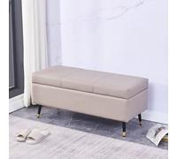 TY&WJ Pouf Contenitore in Ecopelle,Rettangolare Puffo Contenitore con Gambe in Metallo Pouf Cubo Poggiapiedi per Corridoio Soggiorno Camera da Letto,A,60x40x45cm(24x16x18inch)
