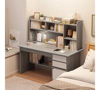 TY&WJ Scrivania per Computer con Libreria Contenitore,Scrittoio per Studio in Legno Tavolo D'Angolo Moderna Tavolo da Studio Stabile per Studio E Lavoro,E,120x45x164cm(47x18x65)