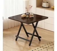 TY&WJ Tavolo Pieghevole Quadrato Compatto in Legno,Tavolo da Pranzo Pieghevole Rustico con Struttura Metallica A X Tavolo Pieghevole da Cucina per Piccoli Spazi,F,60x60x54cm(24x24x21inch)