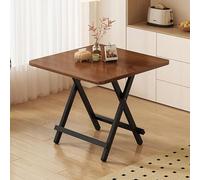 TY&WJ Tavolo Pieghevole Quadrato Compatto in Legno,Tavolo da Pranzo Pieghevole Rustico con Struttura Metallica A X Tavolo Pieghevole da Cucina per Piccoli Spazi,D,60x60x73cm(24x24x29inch)