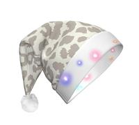TYANG Cappello di Babbo Natale decorato di Natale del cappello di Babbo Natale del modello marrone del leopardo ha condotto le luci