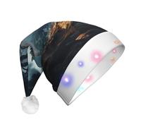 TYANG Mare e albero nella notte stampa cappello di Babbo Natale Natale decorato fascia cappello luci led luminoso cappello di Babbo Natale