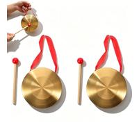 Tyatiyzn 4 pezzi Gong opera rame, Gong con mazze, martello rotondo, per orchestra, opera da chiesa, piatti fatti a mano con corda di cotone, ottone spessorato. (15cm)