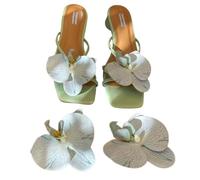 TYATVS 2 clip per scarpe a forma di fiore, accessori per le vacanze in spiaggia Y2k Plumeria ciondoli per scarpe per tacchi e appartamenti It Girl Summer, Medium, Poliestere, No