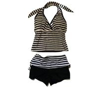 TYATVS Carino Tankini Costume da Bagno Y2k Floreale Set per Le Donne Vintage 2 Pezzi Costume da Bagno 2000 Moda Estetica Vestiti, Nero, S