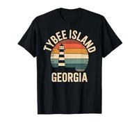 Tybee Island Georgia Retro Tramonto Viaggio Souvenir Maglietta