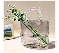 TYBEITAO Vasi in Vetro A Forma di Borsa, con Manici Vaso di Vetro per Fiori Vaso A Forma di Borsa Decorazione Creativa per Piante,Style1-Gray
