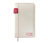 TYBGAU Boutique UK A6 Hardcover Portable Notebook, 200 Pages 100g White Paper, Sewn Binding with Thickened PU Leather Lined Blank Grid Pages taccuini(Beige,Grid)