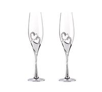 TYBGAU Boutique UK Set di 2 bicchieri da champagne, bicchieri da vino eleganti e creativi con confezione regalo for la festa di anniversario di matrimonio(Silver)