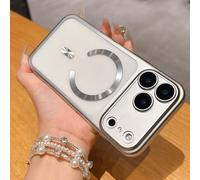 Tybiky Custodia magnetica per iPhone 17 con protezione per fotocamera integrata, per Mag-Safe anti ingiallimento, antiurto, antigraffio, per iPhone 17, colore argento