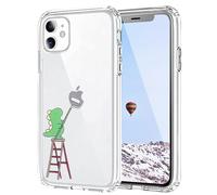 Tybiky Custodia per iPhone 16, dinosauro verde, trasparente, in TPU, antiurto, antigraffio, cuscino d'aria, motivo mele