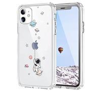 Tybiky Custodia per iPhone 16, motivo astronauta appeso, motivo trasparente, materiale TPU, maggiore protezione contro le cadute