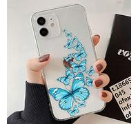 Tybiky Custodia per iPhone 8 Plus, iPhone 7 Plus, motivo farfalla creativa con cuscino d'aria in silicone Bumper Chic resistente ai graffi per iPhone 8/7 Plus, colore azzurro