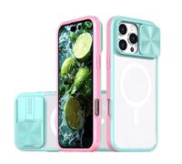 Tybiky Custodia protettiva per fotocamera compatibile con iPhone 16 Pro Max, magnetica, con protezione dell'obiettivo, cover rigida trasparente, bumper per iPhone 16 Pro Max, azzurro