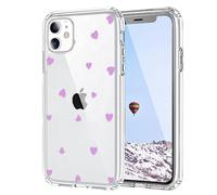 Tybiky Custodia protettiva per iPhone 13, motivo a mele creative, resistente ai graffi, in TPU e silicone antiurto con airbag, cover per iPhone 13, cuori viola