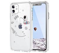 Tybiky Custodia protettiva per iPhone 16, motivo a mele creative, resistente ai graffi, in TPU antiurto con airbag, cover per iPhone 16, pesca astronauta
