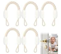TYBYBB Fermaporta con jack da 5 pezzi, in cotone, protezione per porte, cordoncino, bianco, protezione per porta, protezione per dita, animali domestici e bambini, in cordoncino, 60 cm