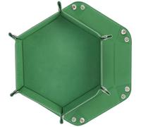 TYBYBB Tagliere pieghevole in pelle e velluto, piatto cubo esagonale, da viaggio, vassoio cubo per RPG DND Dragons Dadi, giochi da tavolo (verde)