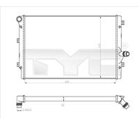 TYC 702-0024-R Radiatore, Raffreddamento motore per AUDI,SEAT,SKODA,VW