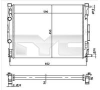 TYC Radiatore motore Grupo Rafredamento Radiatore Rafredamento Motore Larghezza della rete 453mm Lunghezza della rete 590mm Profondità della rete 34mm 728-0054
