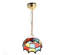 TYCIONG 1/12 Miniature Bambola Light LED CHANDELIER Mini Bambola Casa Affermazione Luce 24K Oro Placcato con Stile Pastorale Europeo per la Decorazione della Casa delle Bambole