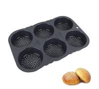 TYCIONG 6 cavità in Silicone Hamburger Panino Stampo Pieghevole da Forno Riutilizzabile da Forno per Panini Resistenti al Calore da -40 ℉ a 446 ℉ con cavità Cava