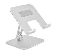 TYCIONG Supporto per Tablet Regolabile, Resistente, in Lega di Alluminio, Portatile, con Doppie Cerniere, per Scrivere e Utilizzare Dispositivi, Argento, per Tablet IOS Pro 12.9 11,