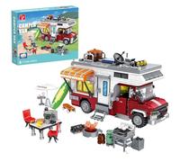 TYCOLE City Camper Van Building Set Beach Camping Themed Construction Toy Kit with Mini Accessories&Lights, RV Car Model Compatible with Bricks,Birthday Gift for Adults and Kids 6+(880 pcs)
