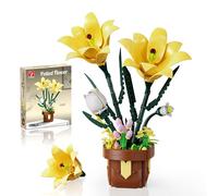 TYCOLE Kit per costruire fiori di giglio botanico, set di mattoncini per piante artificiali in vaso, fiori decorativi fai-da-te per decorazioni per la casa e regali, ragazze e adulti dai 6 anni in su