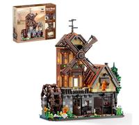 TYCOLE Set di Mattoncini 1436 Pezzi - Cabin di Legno con Luci LED, Mulino a Vento e Ruota ad Acqua Meccanici - Casa Modello di Costruzione per Adulti e Bambini