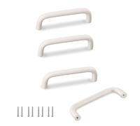 Tycoonest Curvo avorio bianco cassetto tira per armadio, armadio e comò | Include 8 viti di montaggio, eleganti maniglie moderne - Distanza tra i fori 96 mm