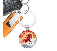 TyCylKu Charm Cavallo Per Borsetta | Clip per Borsello con Design Fiamma 2D | Ciondolo Portachiavi per Zaino Borsa e Portafoglio - Per Portafoglio Zaino Borsa Regalo Festa Natale Capodanno Cinese