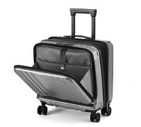 TydeCkare 16" Bagaglio a Mano con 2 Scomparti per Laptop, Valigia con Lucchetto TSA a Doppio Controllo, YKK, 4 Ruote Girevoli, per Di Lavoro, Grigio Argento