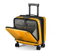 TydeCkare 16" Bagaglio a Mano con 2 Scomparti per Laptop, Valigia con Lucchetto TSA a Doppio Controllo, YKK, 4 Ruote Girevoli, per Di Lavoro, Arancione